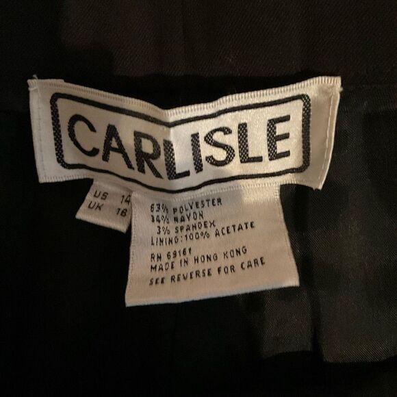 Carlisle Dress Pants Trousers Black Front Zipper Button Clasp Closure Lined 14 - Picture 3 of 12